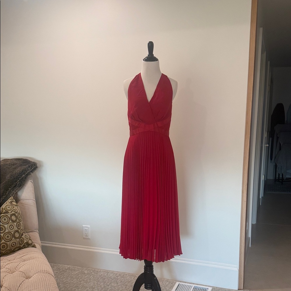 White House Black Market Red Halter Midi Dress